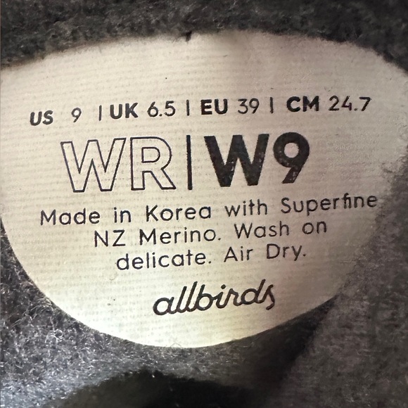 ALLBIRDS Wool Runners Charcoal Grey Merino Wool Knit Sneakers Womens 9 - Picture 7 of 7